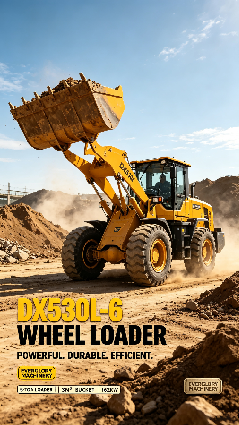 Everglory Machinery tuo markkinoille kestävän DX530L-6 5 tonnin pyöräkuormaajan maansiirtotöihin